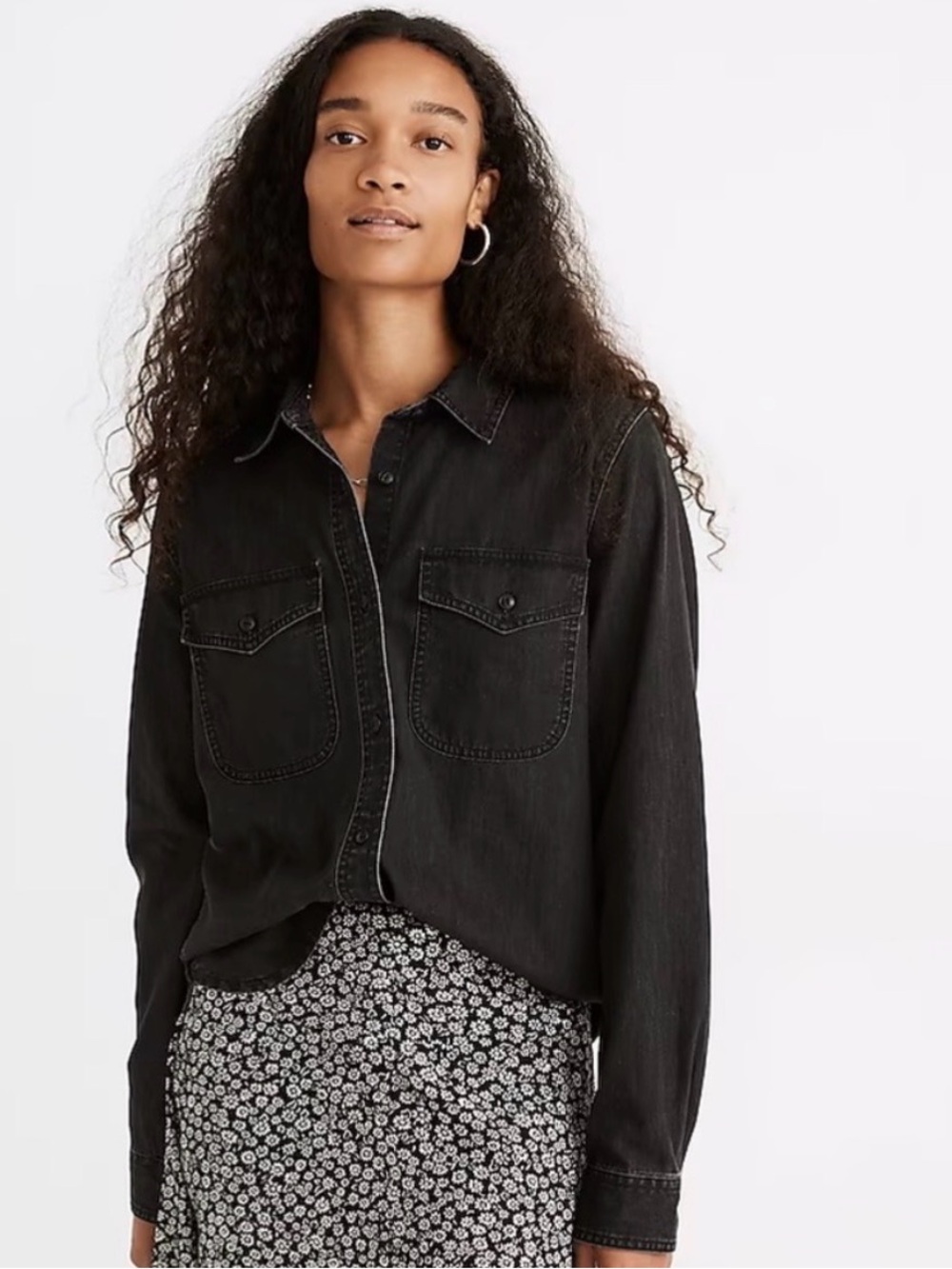 Madewell Black Denim Button-down Shirt